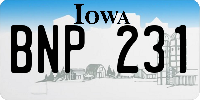 IA license plate BNP231