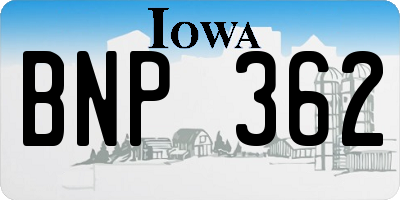 IA license plate BNP362