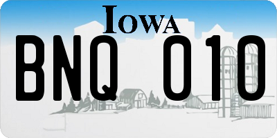 IA license plate BNQ010