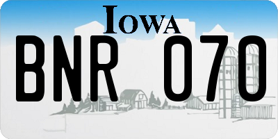IA license plate BNR070