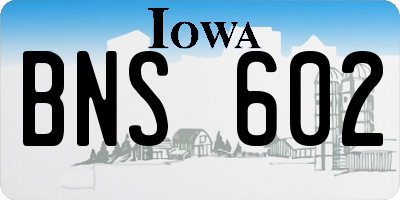 IA license plate BNS602