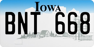 IA license plate BNT668