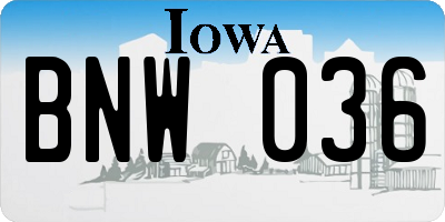 IA license plate BNW036
