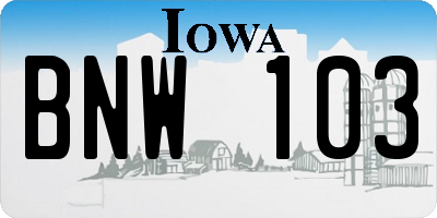 IA license plate BNW103