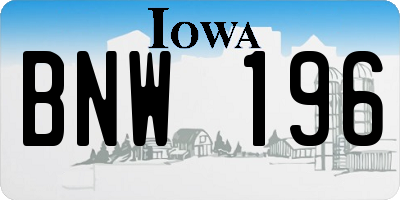 IA license plate BNW196