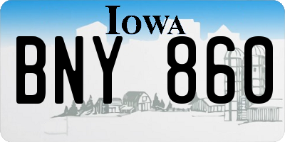 IA license plate BNY860