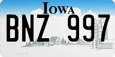 IA license plate BNZ997