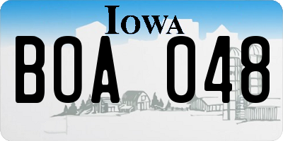 IA license plate BOA048