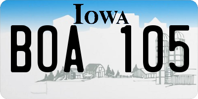 IA license plate BOA105