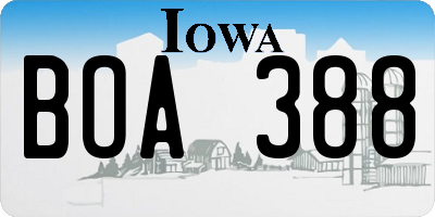 IA license plate BOA388