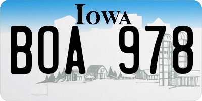 IA license plate BOA978