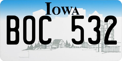 IA license plate BOC532