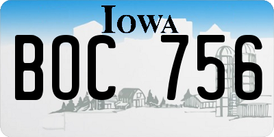 IA license plate BOC756