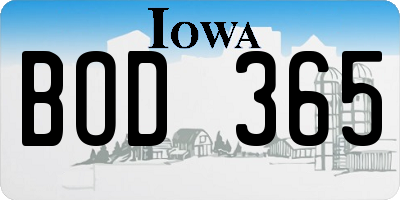 IA license plate BOD365