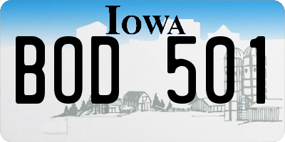 IA license plate BOD501