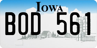 IA license plate BOD561