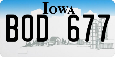 IA license plate BOD677