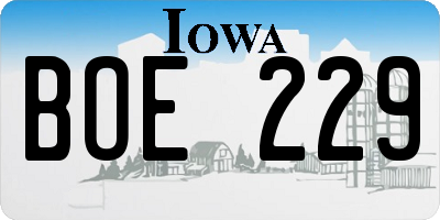 IA license plate BOE229