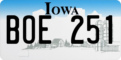 IA license plate BOE251