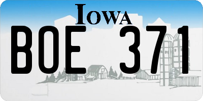 IA license plate BOE371