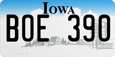 IA license plate BOE390