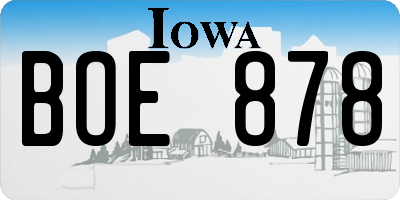IA license plate BOE878