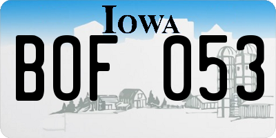 IA license plate BOF053