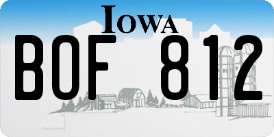 IA license plate BOF812