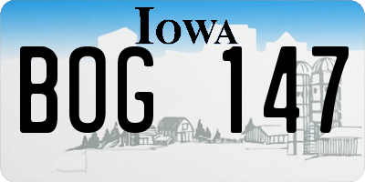 IA license plate BOG147