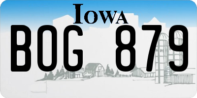 IA license plate BOG879