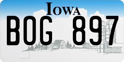 IA license plate BOG897