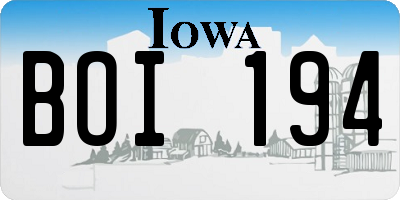 IA license plate BOI194