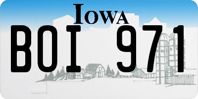 IA license plate BOI971