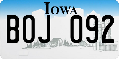IA license plate BOJ092