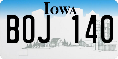 IA license plate BOJ140