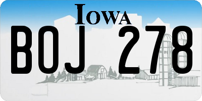 IA license plate BOJ278