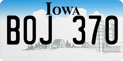 IA license plate BOJ370