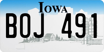 IA license plate BOJ491