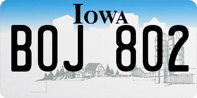 IA license plate BOJ802