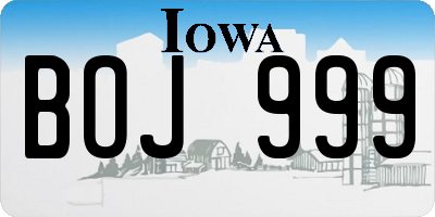 IA license plate BOJ999