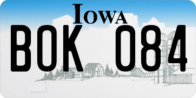 IA license plate BOK084