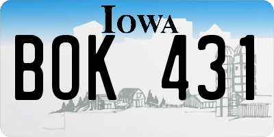 IA license plate BOK431