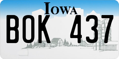 IA license plate BOK437