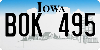 IA license plate BOK495