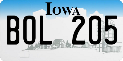 IA license plate BOL205