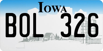 IA license plate BOL326