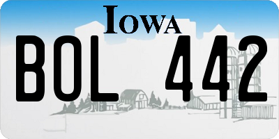 IA license plate BOL442