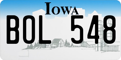 IA license plate BOL548