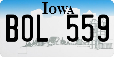 IA license plate BOL559