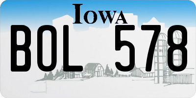 IA license plate BOL578